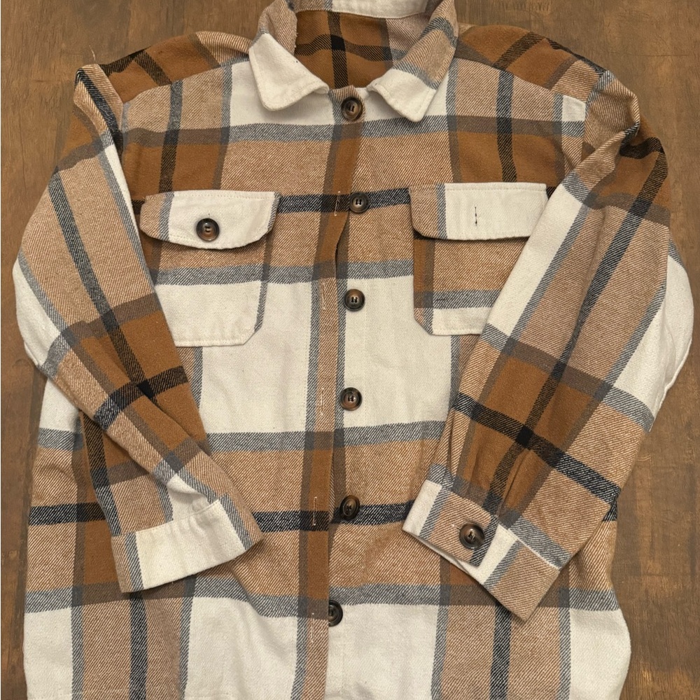 SHEIN Brown and Cream Striped Top